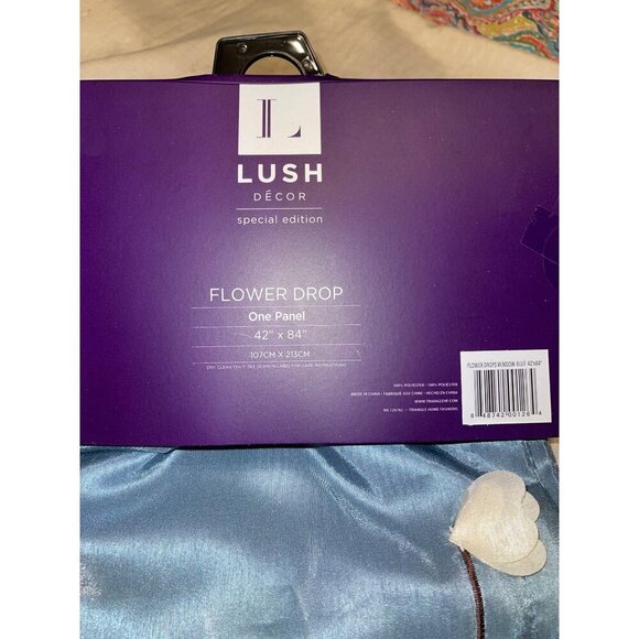 Lush Blue Flower Drop Curtain Panel (2 panels) 42" x 84" - Picture 4 of 4